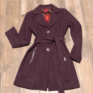 NWT Guess women red wine wool coat